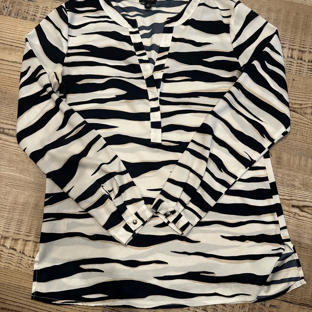 Ann Taylor Zebra Print Blouse in Black and White
